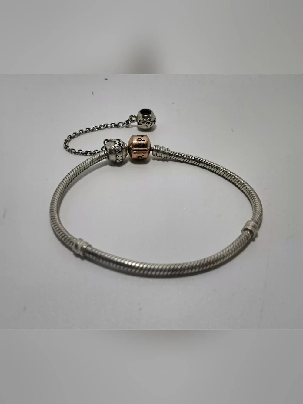 Pandora Silver Snake Chain Bracelet With Safety Chain